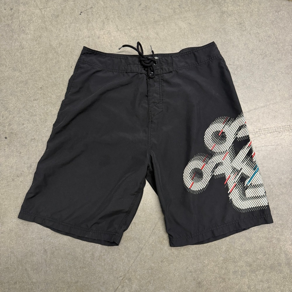 Oakley Mens Board Shorts Black Graphic Swim Trunks Size 36
